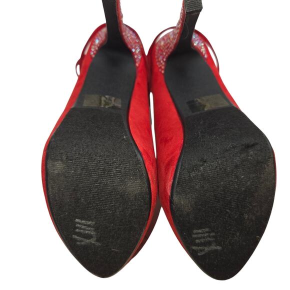 Paprika 6 Women's Dress Shoes Red  5 inch Heels Platform Rhinestones Closed Toe - Picture 7 of 8